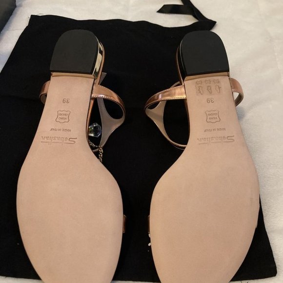 Rose gold luxury Italian leather sandals, Euro size 39, US size 7.5 - 8.5, LIKE - Picture 7 of 7